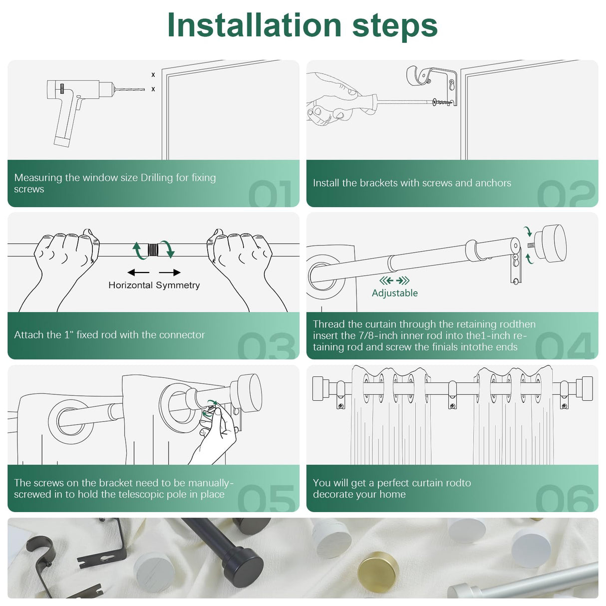 Extra Long Curtain Rods 120 to 170 Inch(10-14ft),1Inch Black Adjustable Extra Long Curtain Rod,Heavy Duty Decorative Window Curtains Rods for Bedroom,Long Curtain Rods 120-170 hei! dear