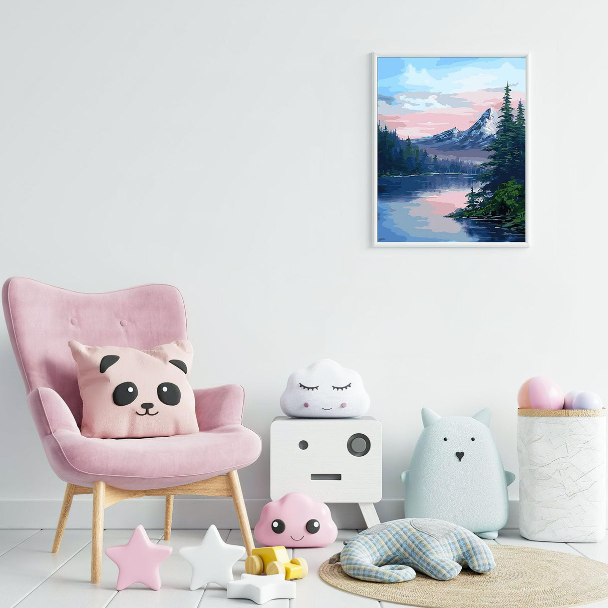 Ginkko Paint by Numbers Kit for Adults Beginner & Kids Ages 8-12 with Wooden Frame Easy Acrylic on Canvas 9x12 inch with Paints and Brushes, Mountain Sunset(Include Framed) Ginkko