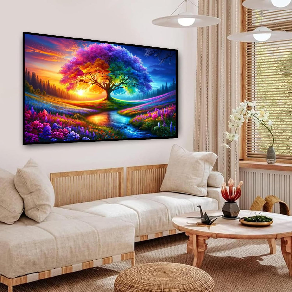 ijbnhd Large Diamond Painting, Tree of Life Extra Large Diamond Art Kits for Adults, Full Drill Round Big Diamond Painting, DIY Gem Art and Crafts for Home Wall Decor Gift 27.5 X 15.7inch ijbnhd