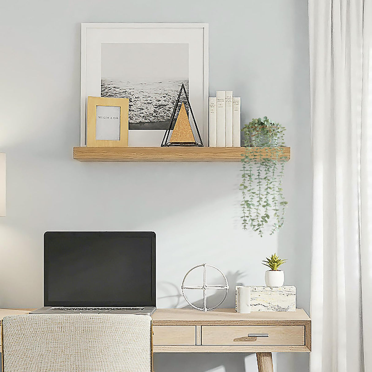 Mkono Fake Hanging Plants in Farmhouse Galvanized Pots Rustic Faux Potted Eucalyptus Greenery Indoor Artificial Plants for Book Shelf Mantel Living Room Bathroom Bedroom Home Office Decor Mkono