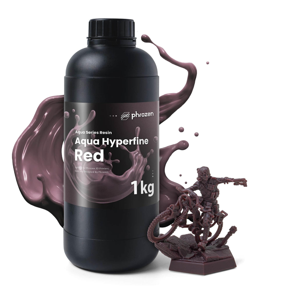 phrozen Aqua Hyperfine Photopolymer Resin for 9K, 12K or Higher Resolution 3D Printers, 405nm LCD UV-Curing 3D Printing with Low Shrinkage & Superior Precision, Smooth Surface Finish (Red, 1KG) phrozen