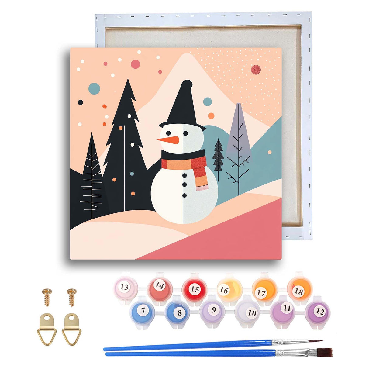 Ginfonr Framed Paint by Numbers Kit for Adults, Christmas Acrylic Paint by Numbers on Canvas, Santa Oil Painting with Brushes, Adults Paint-by-Number Kits for Home Wall Decor (4PCS 8x8inch) Ginfonr