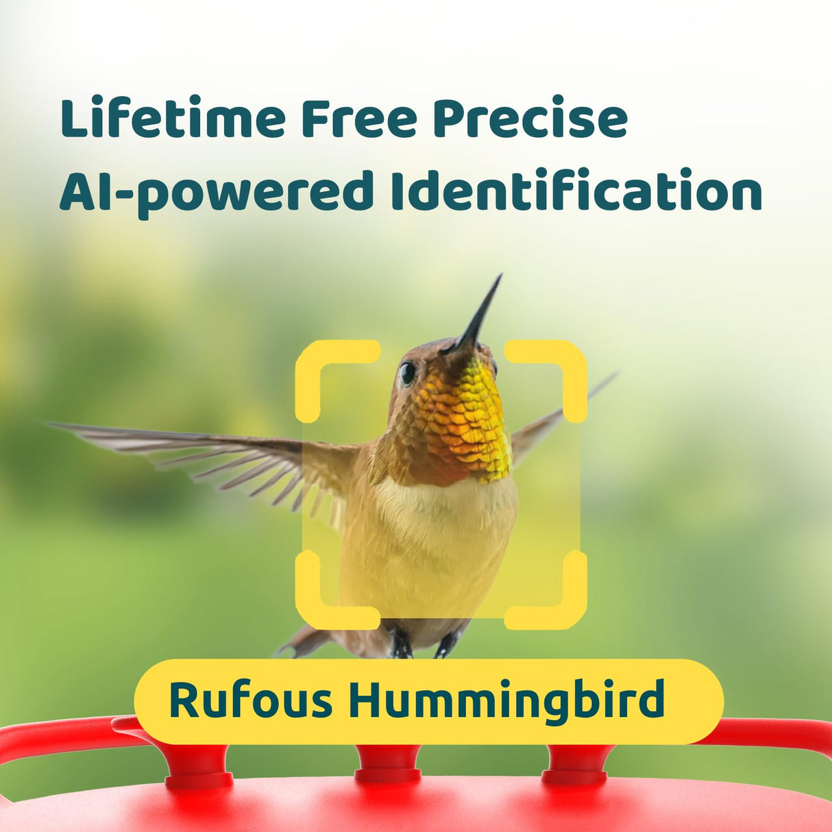 NETVUE Birdfy Hummingbird Feeder with Camera - 2K Dual Smart Cameras Solar Powered, Close-Up Bird Watching, Lifetime-Free AI Identify Hummingbird, Ant Moat & Instant Notifications (20 Ounces) NETVUE