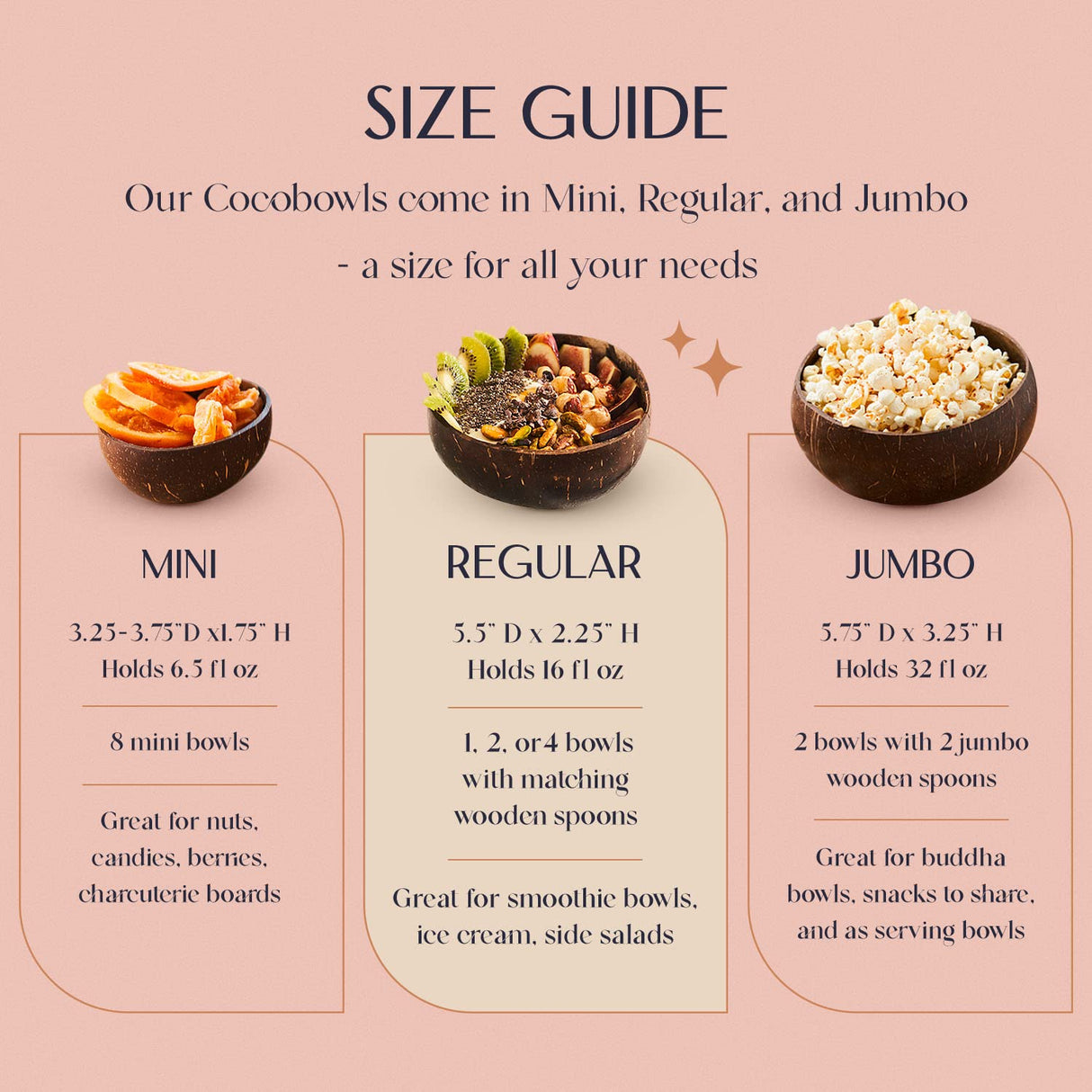 COCOBOWLCO Coconut Bowl & Wooden Spoons Bowl Set - Birthday Gifts for Women - Coconut Bowls for Eco Friendly Kitchen Decor, Acai Bowls & Smoothie Bowls (4, Natural) COCOBOWLCO