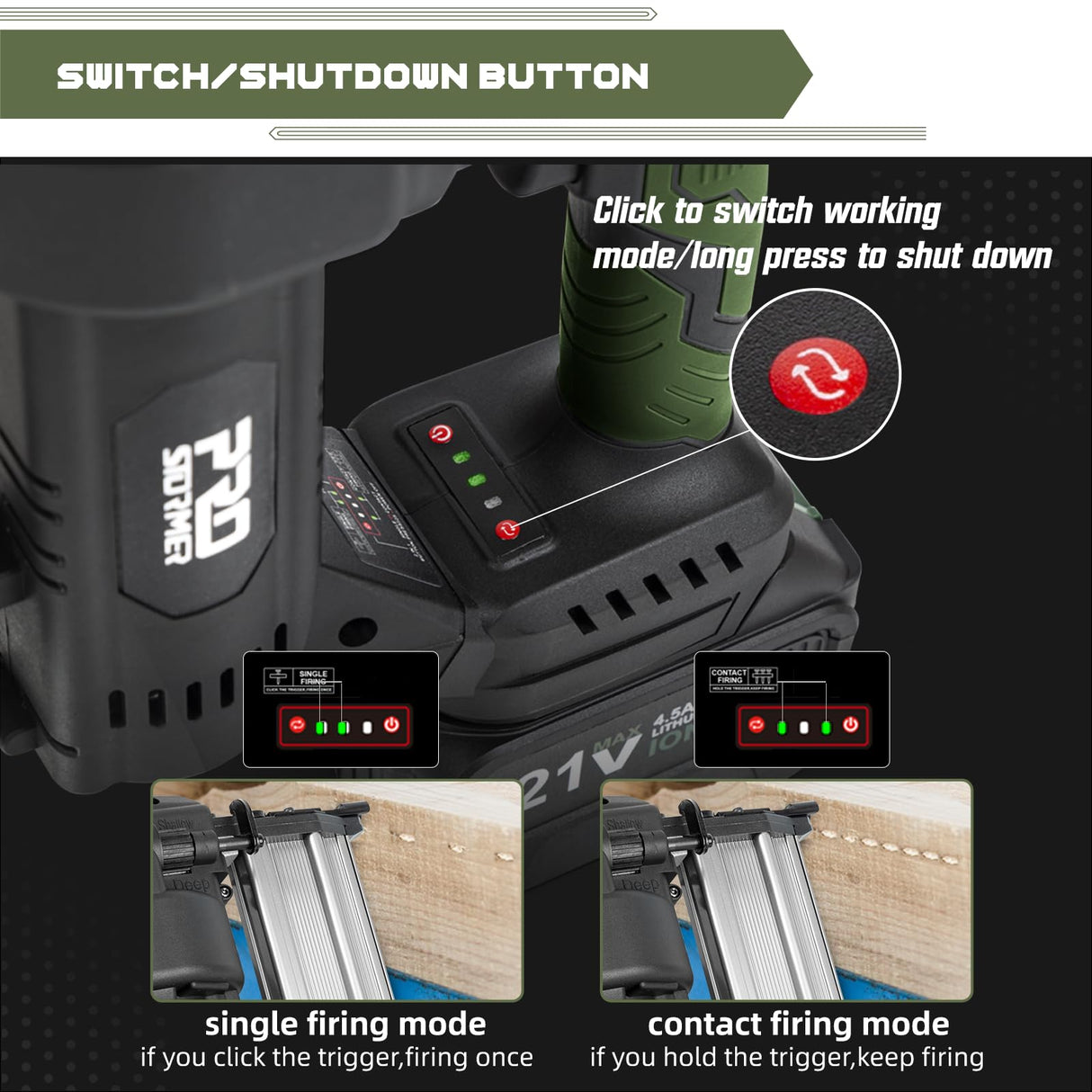 Prostormer Cordless Brushless Brad Nailer, 2 in 1 Nail Gun Staple Gun Kit with 4.5Ah Lithium-Ion Battery and Charger, 18 Gauge Stapler for Woodworking, Home Renovation, Upholstery, DIY Prostormer