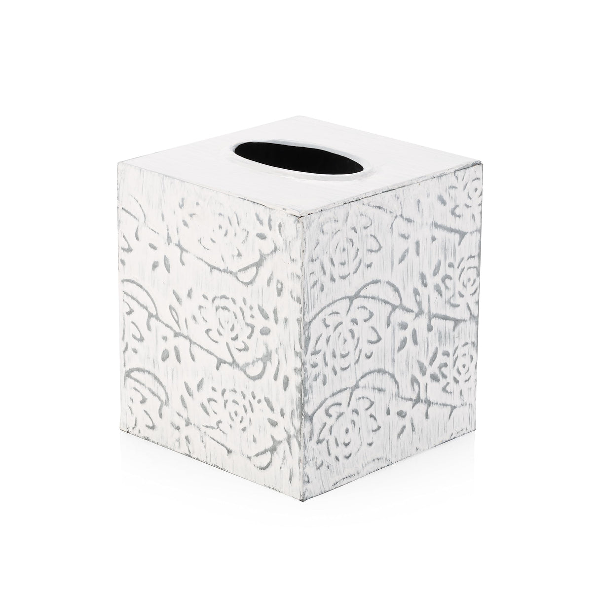 Modern Farmhouse Tissue Box Cover, Decorative Tissue Box Holder, Square Tissue Box Cover, Country Chic Distressed White Tissue Box Cover, Rustic Metal Tissue Box Cover, Kleenex Holder for Bathroom CRAFTSMAN ROAD