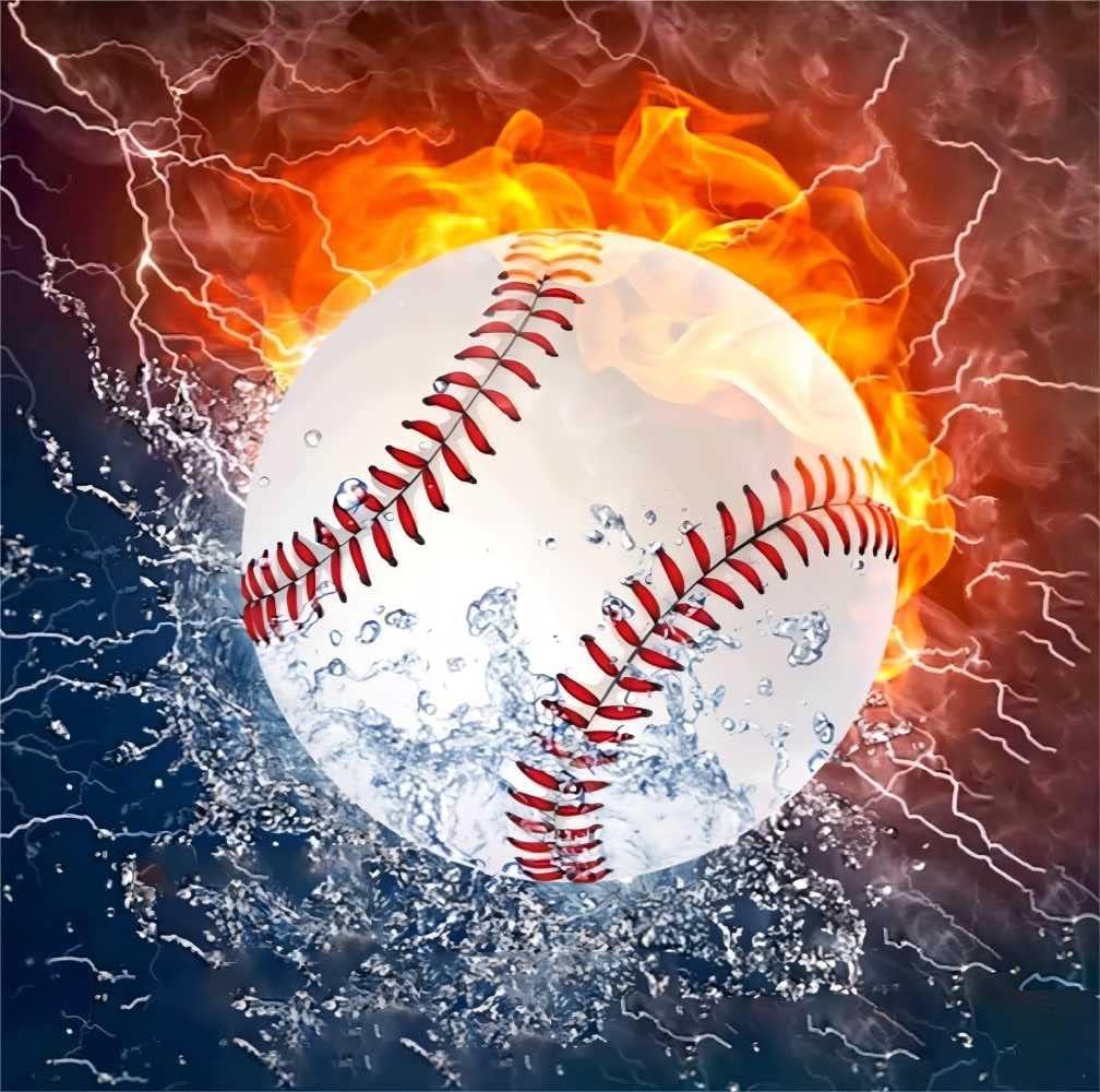 Apomelo Diamond Art Kits for Adults Baseball Diamond Art Painting Sports DIY Full Drill Diamond Art Crafts for Home Wall Decor,Fire Baseball,14x14 inches Apomelo