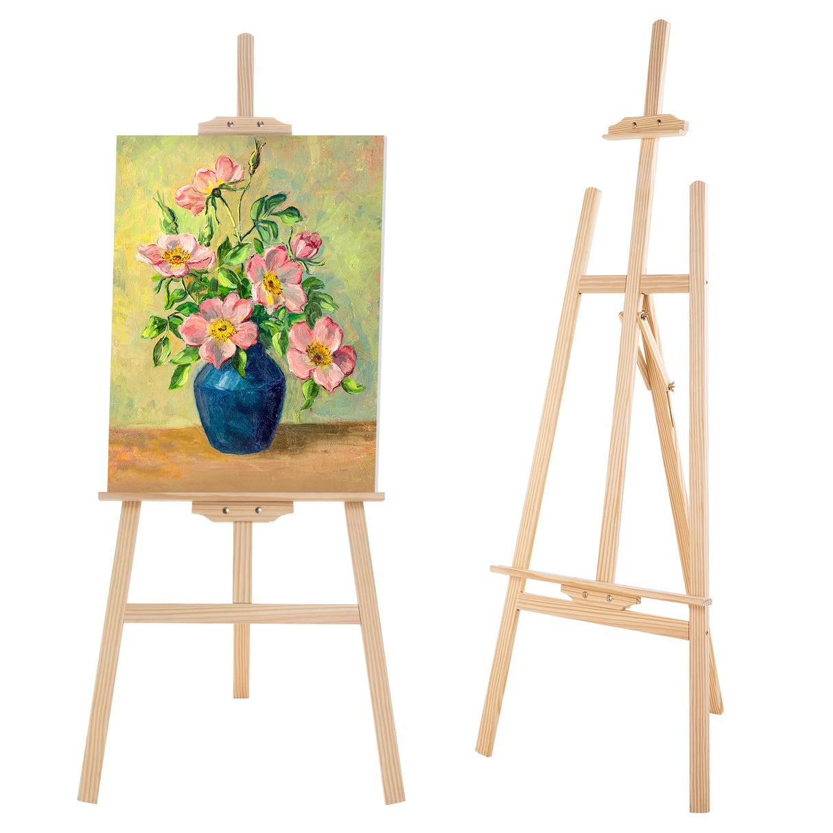 Falling in Art Easel Stand for Painting, Adjustable Wooden Easels for Painting Canvas Up to 42", Folding Art Easel for Drawing, Wedding Sign and Poster, Suitable for Kids and Adults Falling in Art