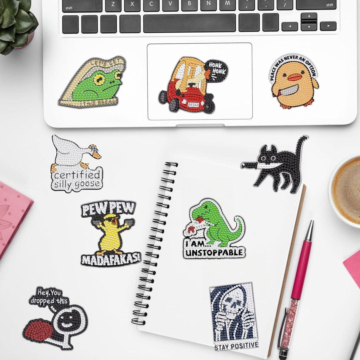 16 Pcs Funny Diamond Painting Magnets Kits,Diamonds Art Fridge Magnet Refrigerator Sticker Diamond Painting kit for Beginners Adults DIY Art Craft Gifts Home Decors (Funny) Bulerrylulu