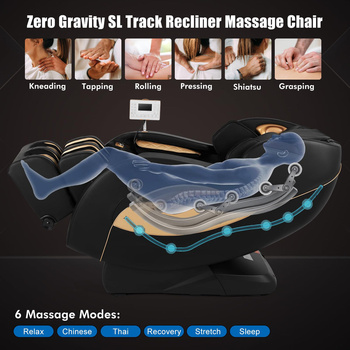 Artist hand Massage Chair Full Body - SL Track Zero Gravity Recliner with 12 Modes, Bluetooth, Body Scan, Foot Roller, Airbags Massage, AI Voice Control Artist hand