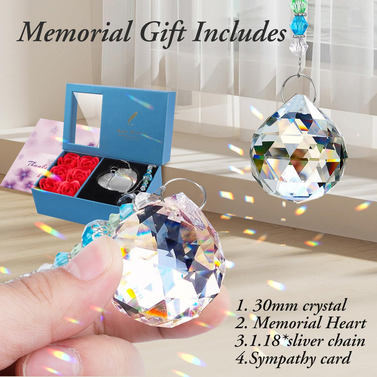 ALLMKPY Memorial Gifts for Lost Loved One Sublimation Photo Ornament Crystal Ball Sun Catcher, in Loving Memory Sympathy Bereavement Grief Funeral Condolence Thanksgiving for Mom Dad Friend ALLMKPY