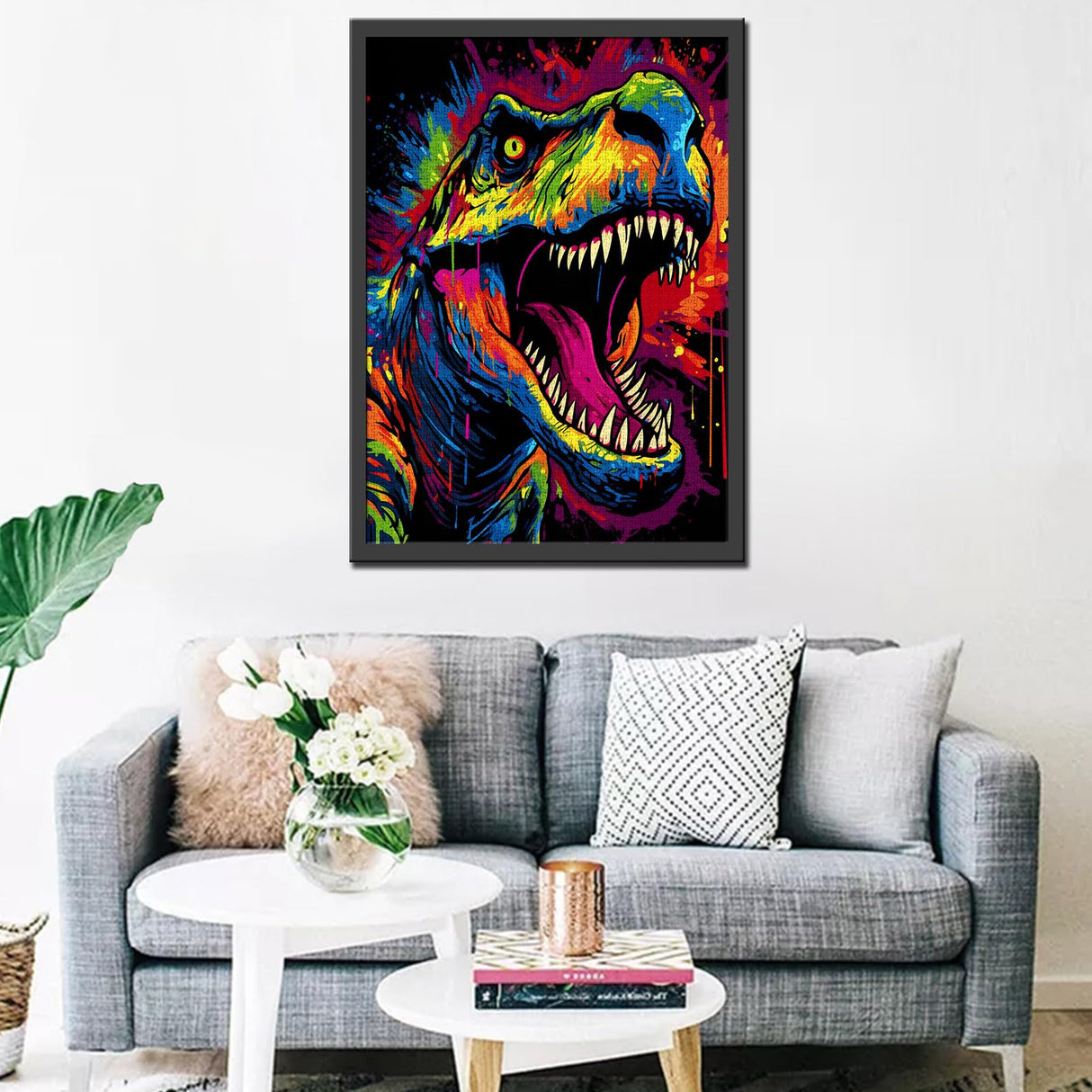 Angry Dinosaur Jigsaw Puzzle 1000 Pieces Puzzles for Adults, Graffiti Animal Jigsaw Puzzles for Challenging Family Activity Games DIY Puzzle for Home Wall Decor Gifts - 20 x 27 Inches Aihonmin