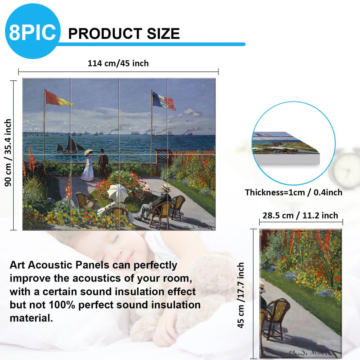 JBER Art Acoustic Panels, 8 Pack Acoustic Panels for Wall Decoration With Self Adhesive, Sound Absorbing Panels for Recording Studio, Soundproof Wall Panels, 45X36inch (BALCONY OF SAN ADRES) JBER