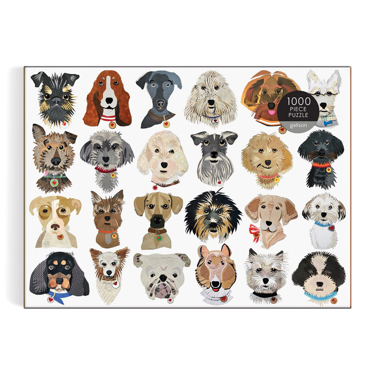Galison Paper Dogs 1000 Piece Puzzle - 1000 Piece Jigsaw Puzzle for Adults, 24 Hand Cut Dog Portraits, Thick and Sturdy Pieces, Perfect for Puzzle and Dog Lovers Galison