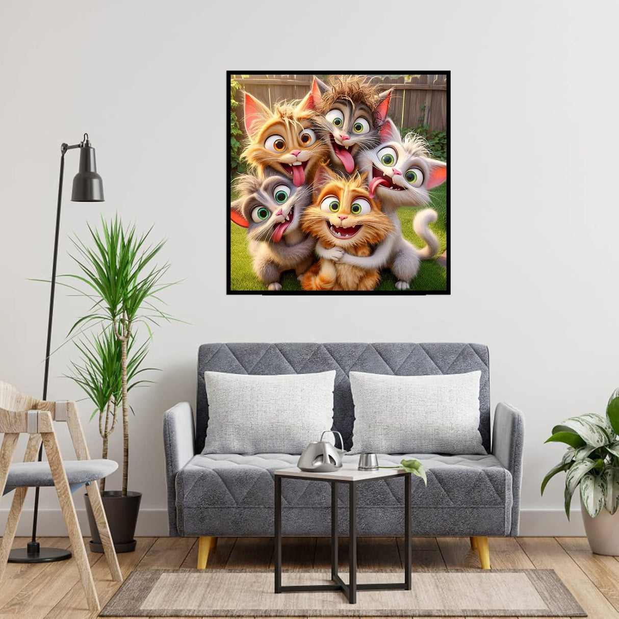 Lophomie Diamond Art Kits for Adults, 5D DIY Cat Diamond Painting Kits for Adults Beginners, Diamond Dots Kits Gem Arts Crafts for Home Wall Decor 14x14 Inch Lophomie