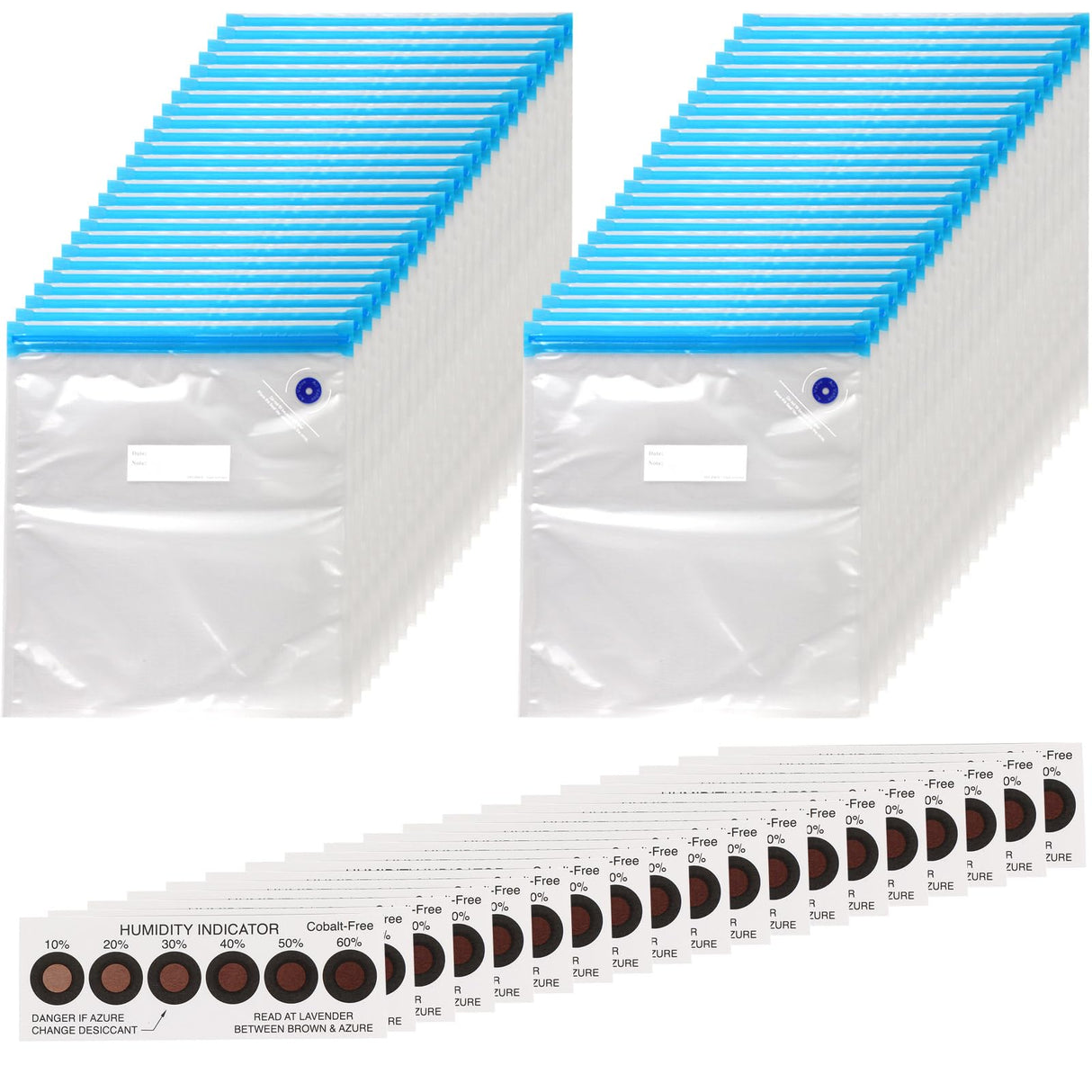 Jetec 70 Pcs 3D Filament Storage Bags Vacuum Bag Kit, Include 50 Reusable Vacuum Seal Bags 30 x 34 cm 3D Printer Filament Bags and 20 Cobalt Free Humidity Indicator Card for Keeping Filament Dry Jetec