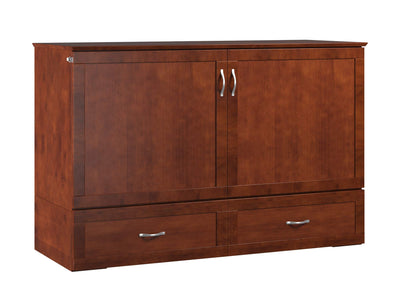 AFI Hamilton Queen Murphy Bed Chest with Mattress, Storage, and Built-in Charger in Walnut