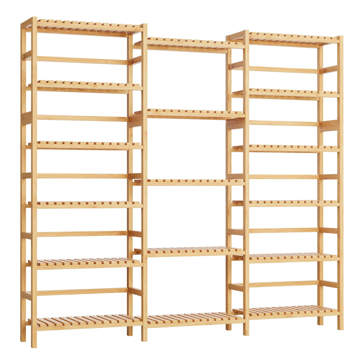 FOTOSOK Triple Wide 6-Tier Bookshelf and Bookcase,Large Freestanding Book Shelf with 17 Open Display Shelves, Tall Bookshelf Plant Flower Shelf Rack Storage Organizer Unit for Living Room, Natural FOTOSOK