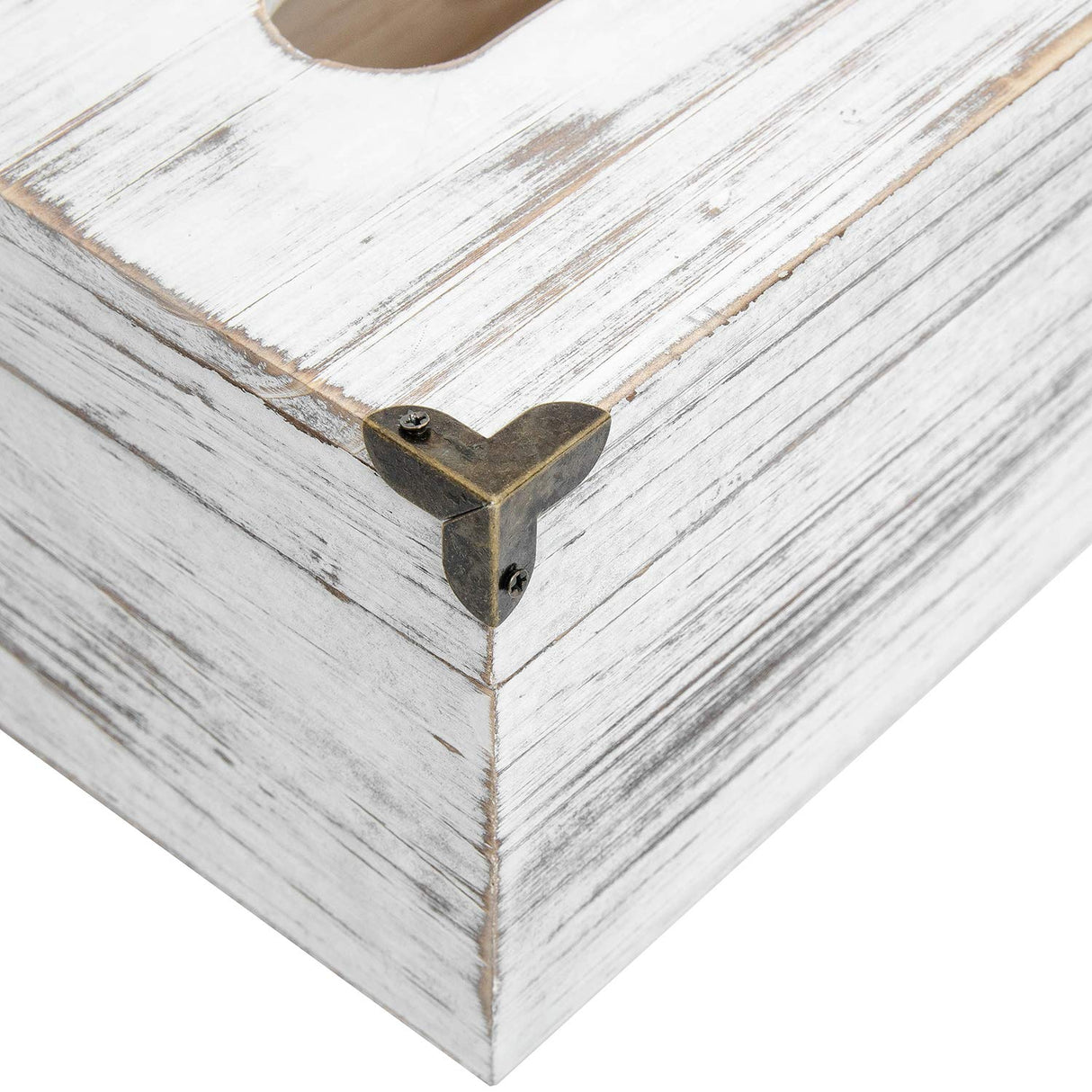 Distressed Wooden Rustic Facial Tissue Box Holder Tissue Box Cover Napkin Dispenser for bathroom Living room dining room bedroom toilet (Washed white) VERGOODR