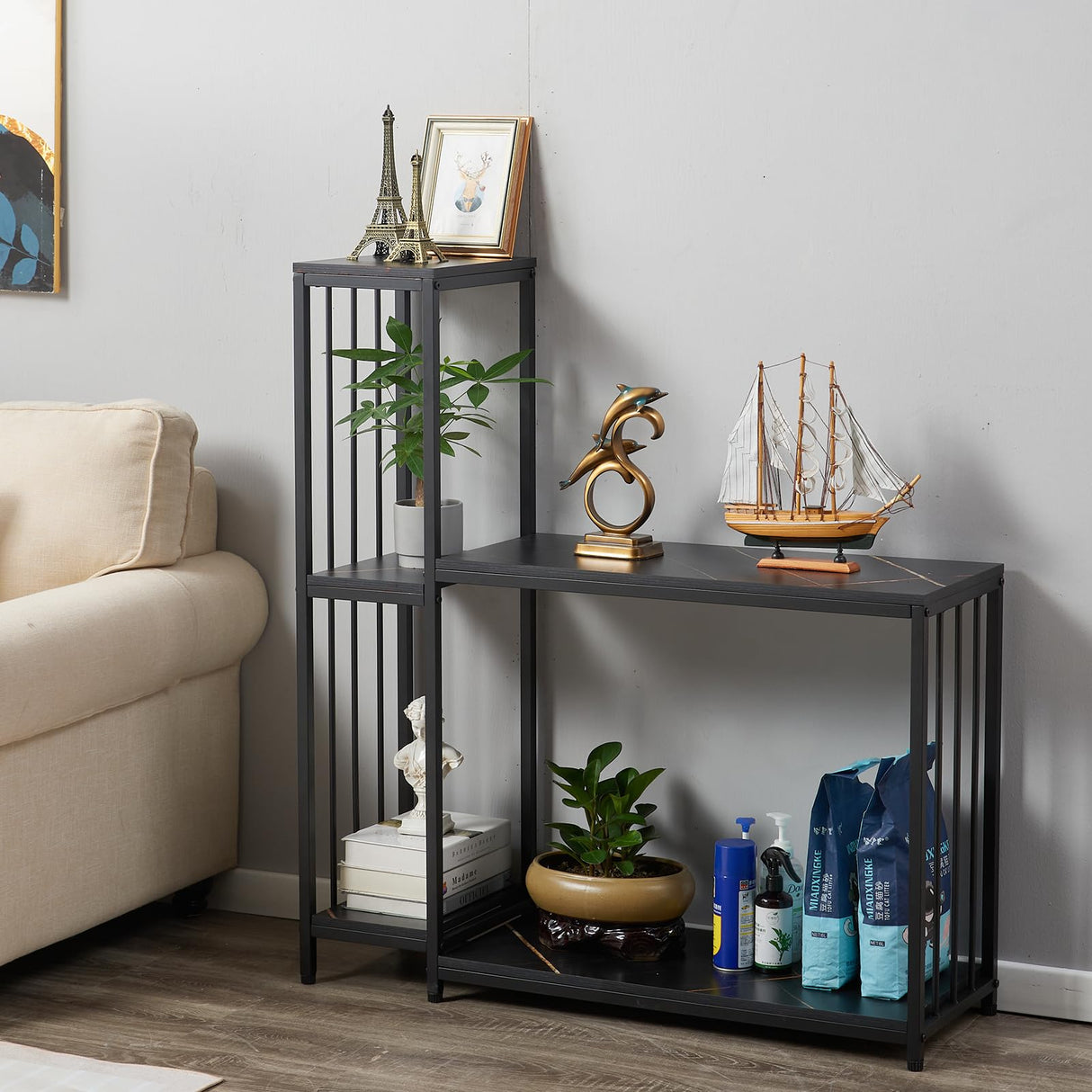 GOLASON Fish Tank Stand for up to 29 Gallon Aquarium, Reptile Terrariums Tank Stand, Metal Wooden Aquarium Stand, Black GOLASON