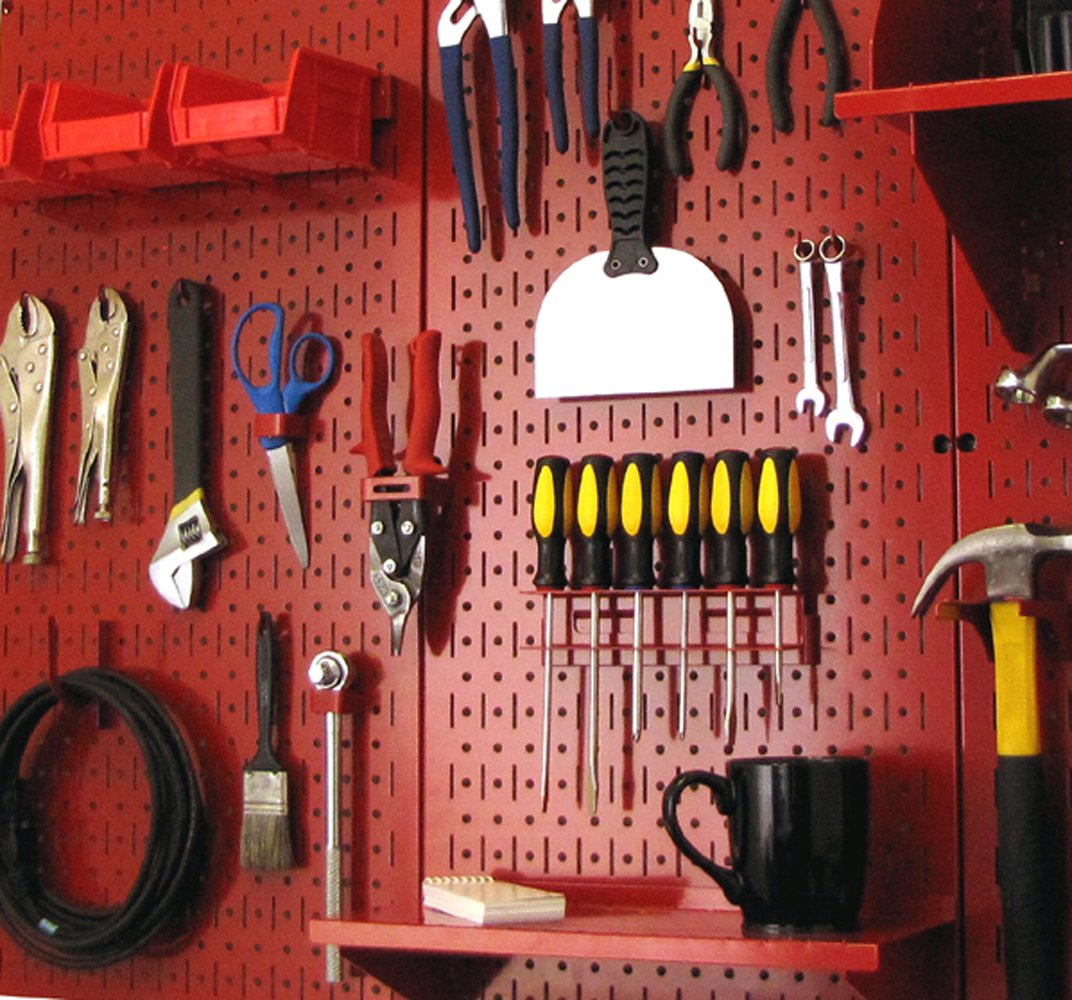 Wall Control 30-P-3232R Red Metal Pegboard Pack Wall Control