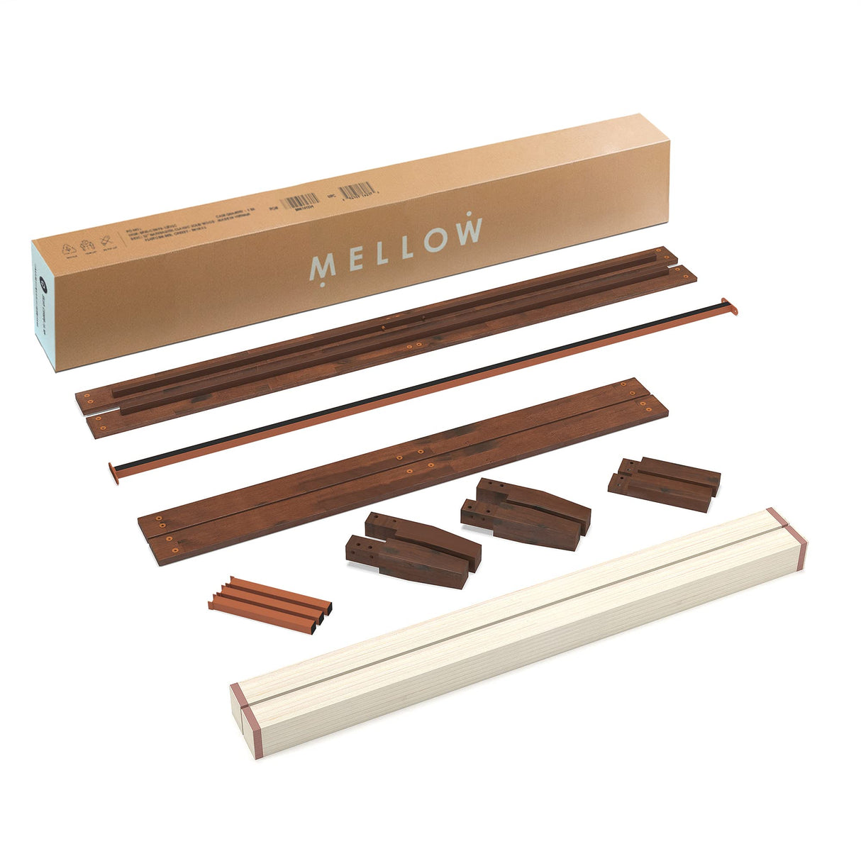 Mellow 12" Solid Wood Platform Bed Frame with Classic Wooden Slat (No Box Spring Needed), King, Espresso Mellow