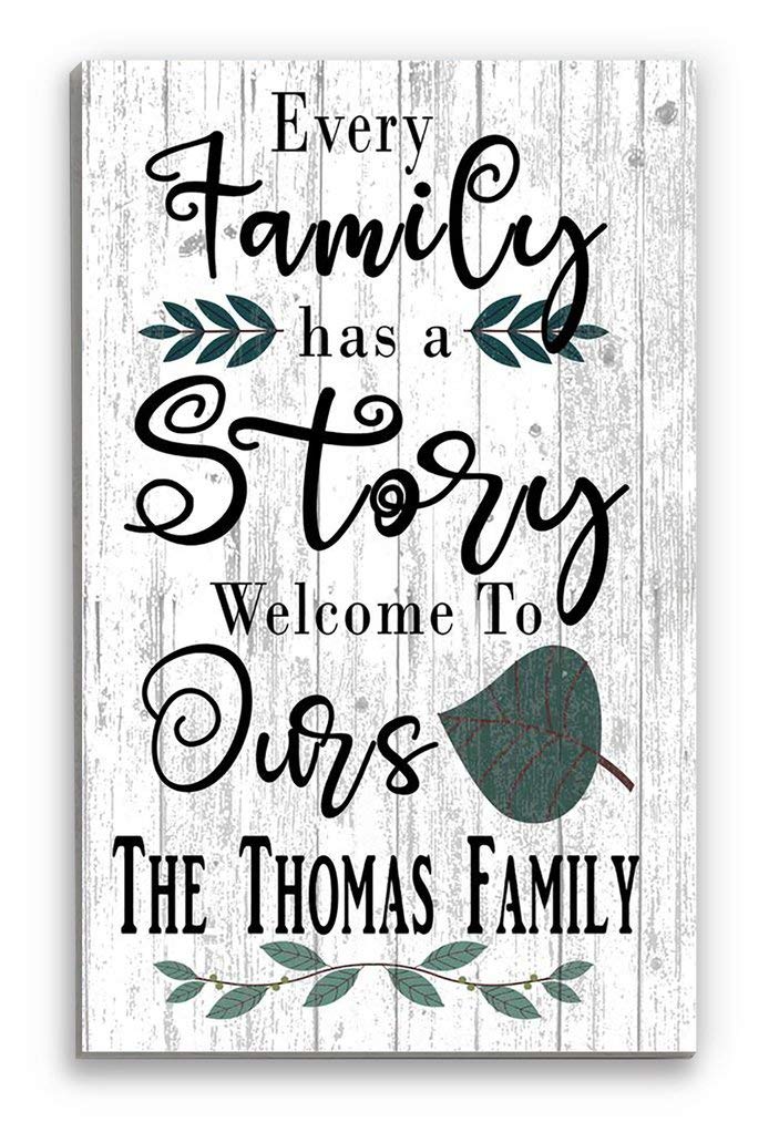 Personalized Family Name Sign Every Family Has A Story Welcome To Ours CUSTOM Rustic Farmhouse Style Wall Decor Housewarming Gift Hanging Solid Wood Saying Wall Art Broad Bay