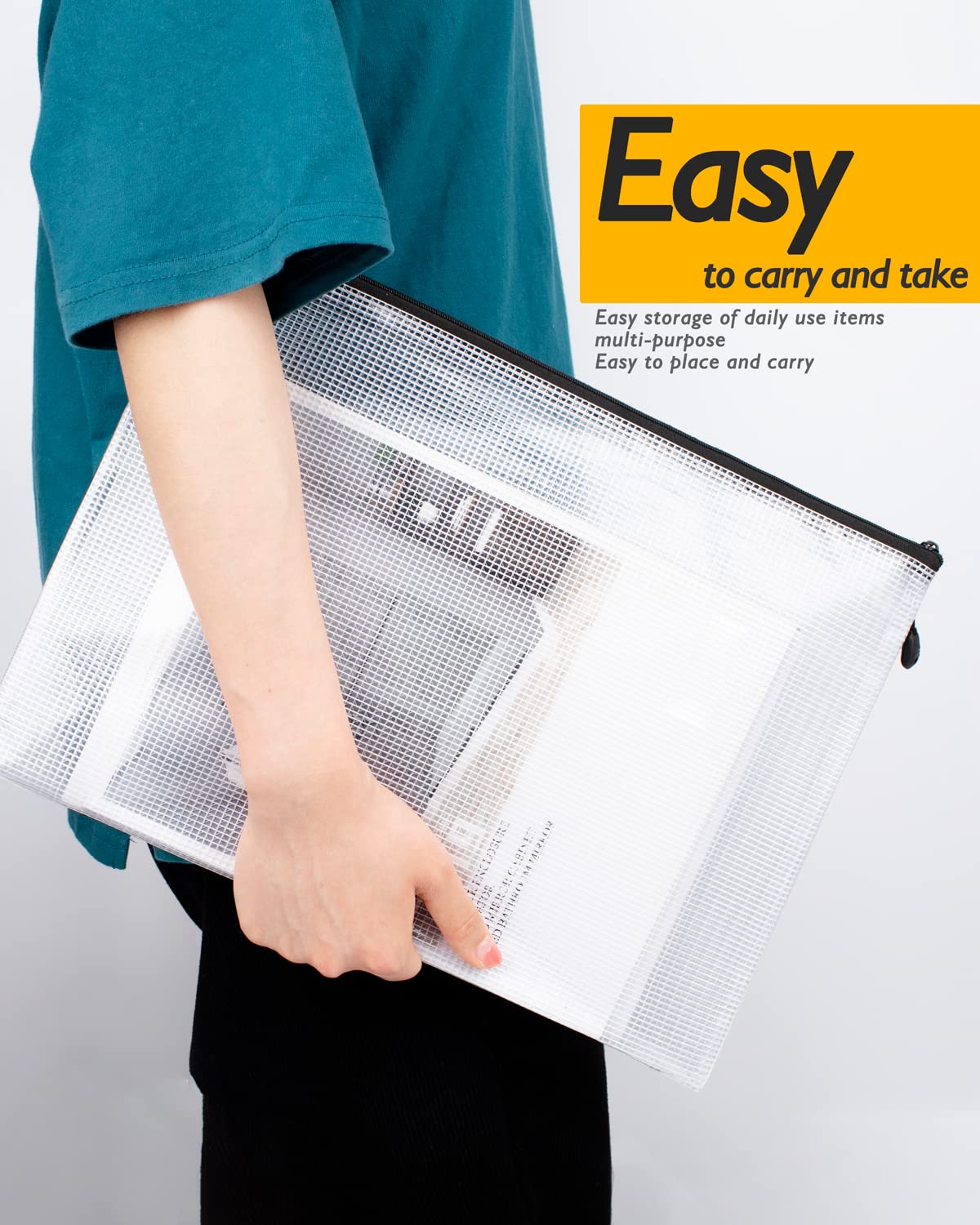 SUNEE Multisize Mesh Zipper Pouches (Black, 21 Packs), Water-Resistant Zip Bag for School Office Supplies, Puzzles & Games Organizing Storage SUNEE