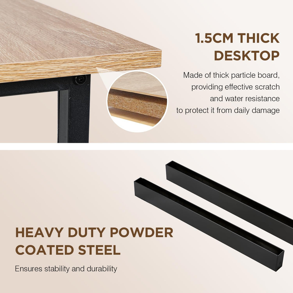 PayLessHere 32/39/47 inch Computer Desk Study Writing Table, Adjustable feet, Modern Furniture for Home Office (1, Nature, 47 inch) PayLessHere