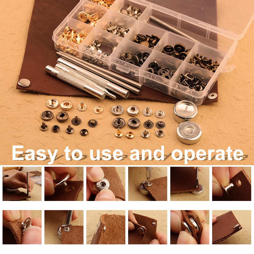 Tikjiua 456Pcs Leather Working Tools with Apron and Tooling Bag, Leather Craft Kit with Tools for Stamping, Carving, Sewing, Beveling, Cutting, Crafting Tikjiua