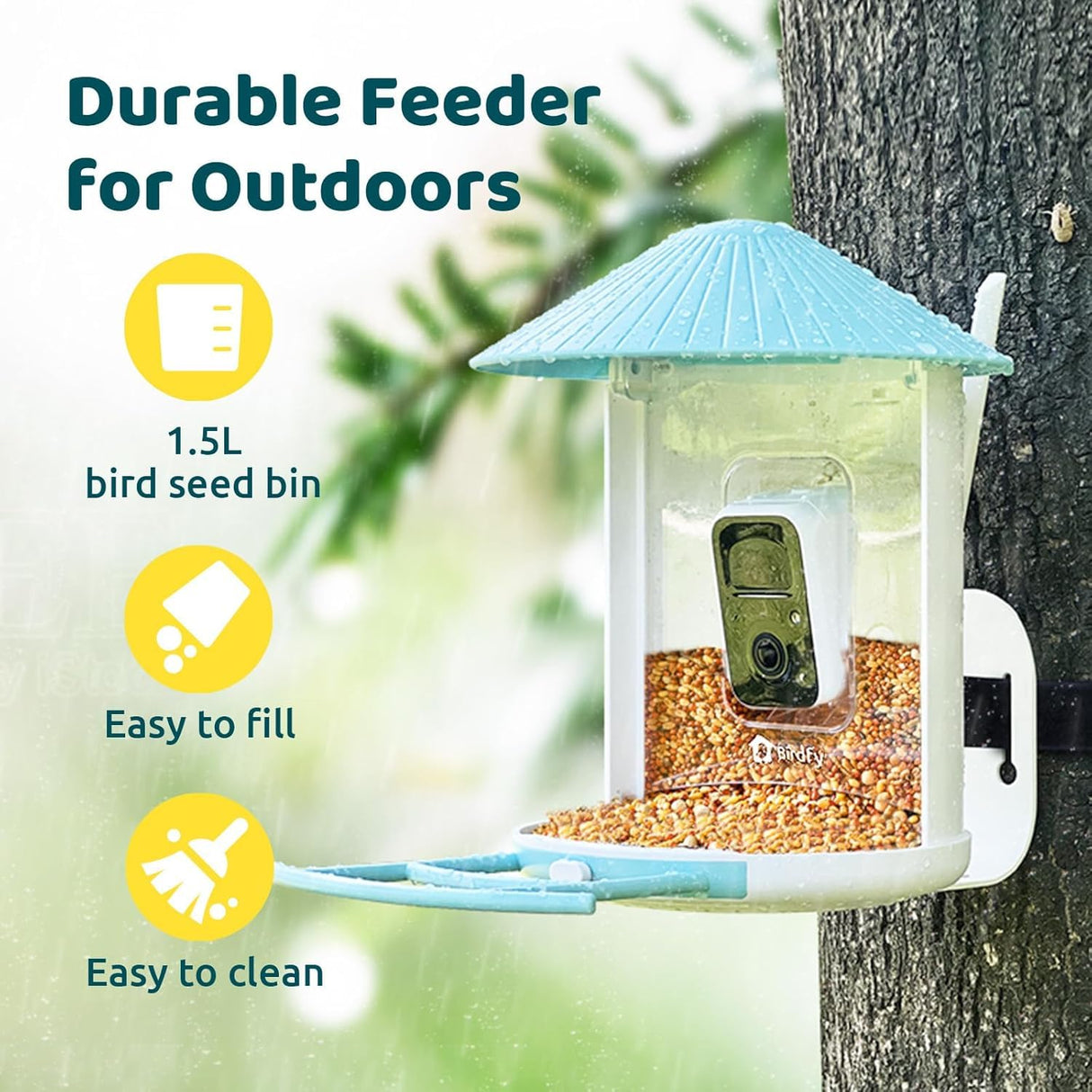 NETVUE by Birdfy Smart Feeder with Camera Solar Power, Smart Birdwatching Camera, Auto Capture Videos & Notify, Ideal Gift for Family NETVUE