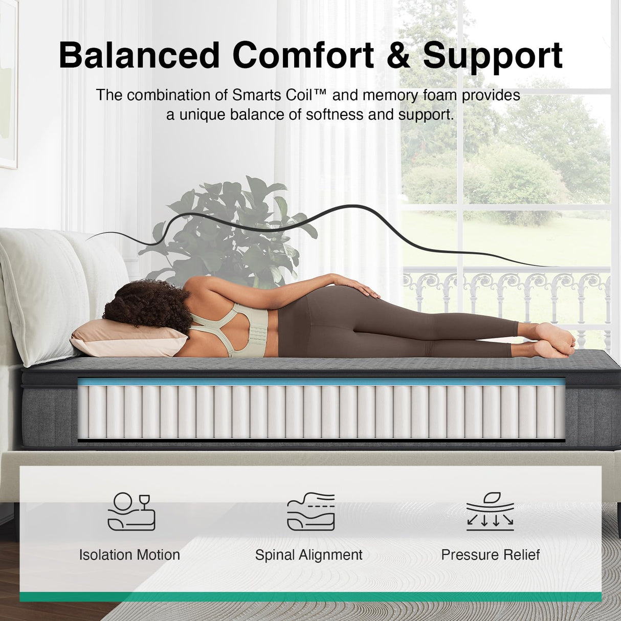 Novilla 10 inch Full Size Mattress, NanoGEL™ Full Mattress with Smarts™ Coil for Motion Isolation & Pressure Relief & Cool Night Sleep, Medium Firm Hybrid Mattresses in a Box, CertiPUR-US Certified Novilla