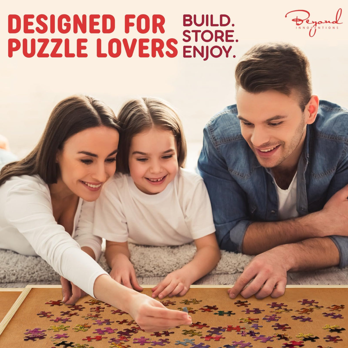 1000 Piece Wooden Jigsaw Puzzle Board - 4 Drawers, Patent Pending Design - Rotating Puzzle Table | 30” X 22” Jigsaw Puzzle Tables | Puzzles Cover & Lazy Susan| Portable Puzzles Tables for Adults Beyond Innoventions