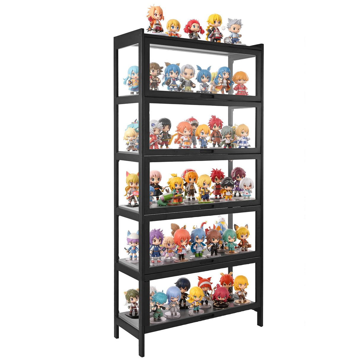 VEVOR Display Cabinet with Acrylic Doors, 68 in Tall 5-Tier Curio Cabinet, Natural Wooden Fame, Collectibles Toy Organizers Rack & Display Case, Bookshelf for Home, Office, Playroom, Living Room VEVOR