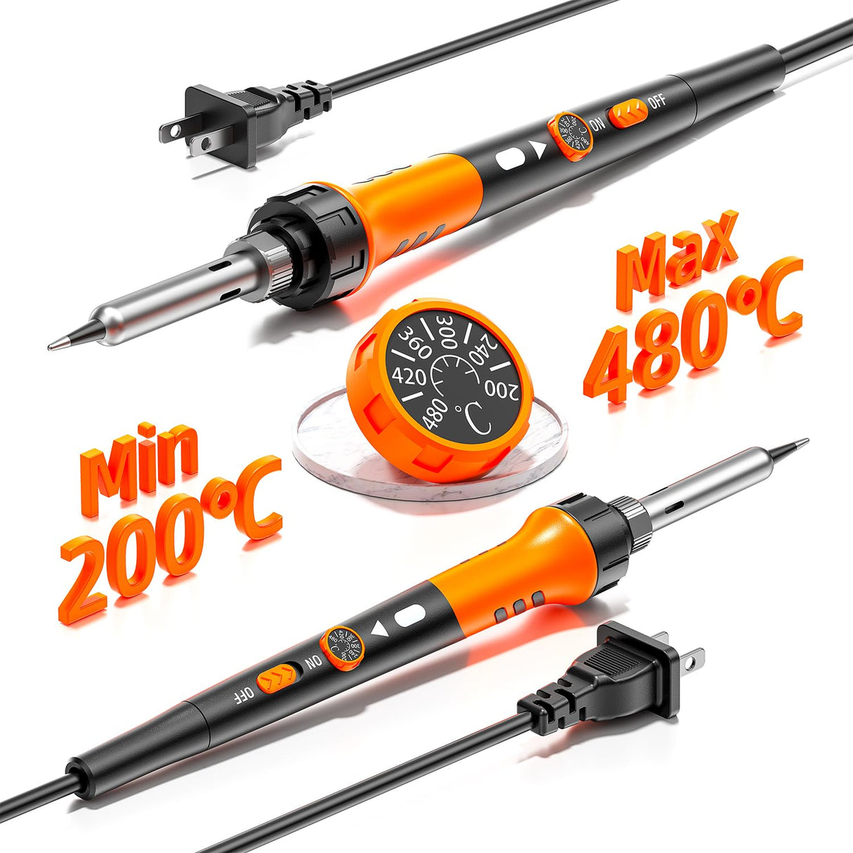 Soldering Iron Premium Kit, 60W Soldering Gun with Ceramic Heater, 12-in-1 Soldering Tool, Adjustable Temperature 200 to 450°C, Includes Soldering Iron Tip, Solder Wire, Pump and Paste MEAKEST