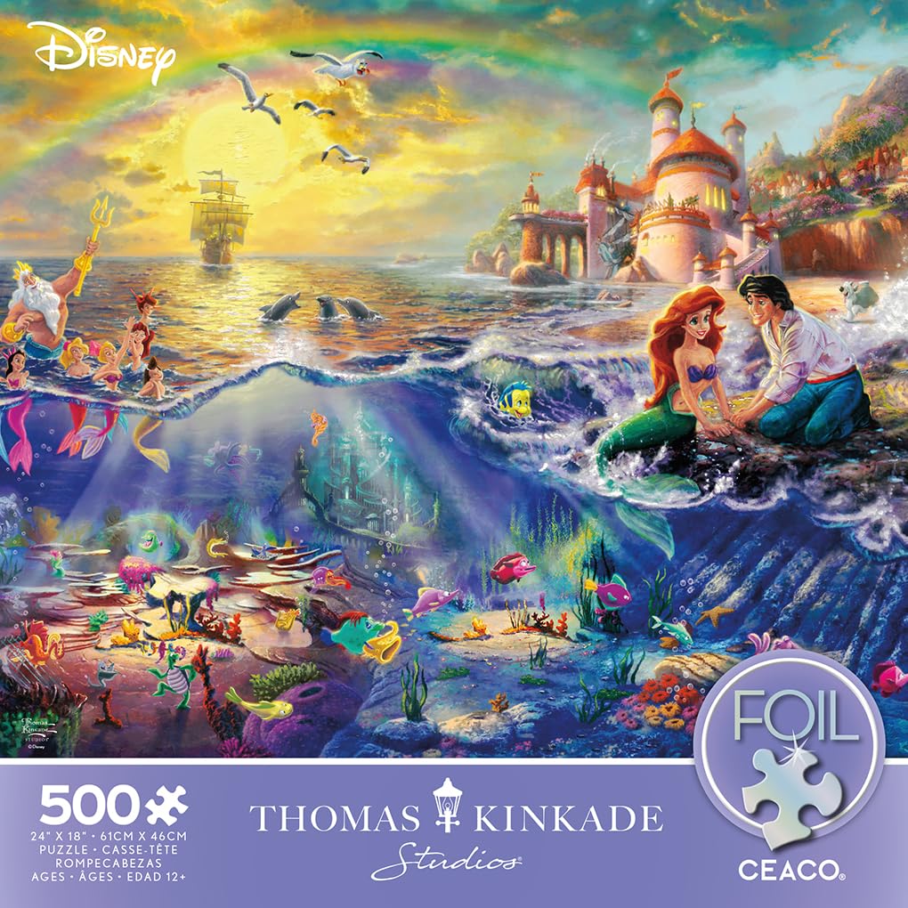 Ceaco - Foil Puzzle - Disney - Thomas Kinkade - The Little Mermaid - 500 Piece Jigsaw Puzzle Ceaco