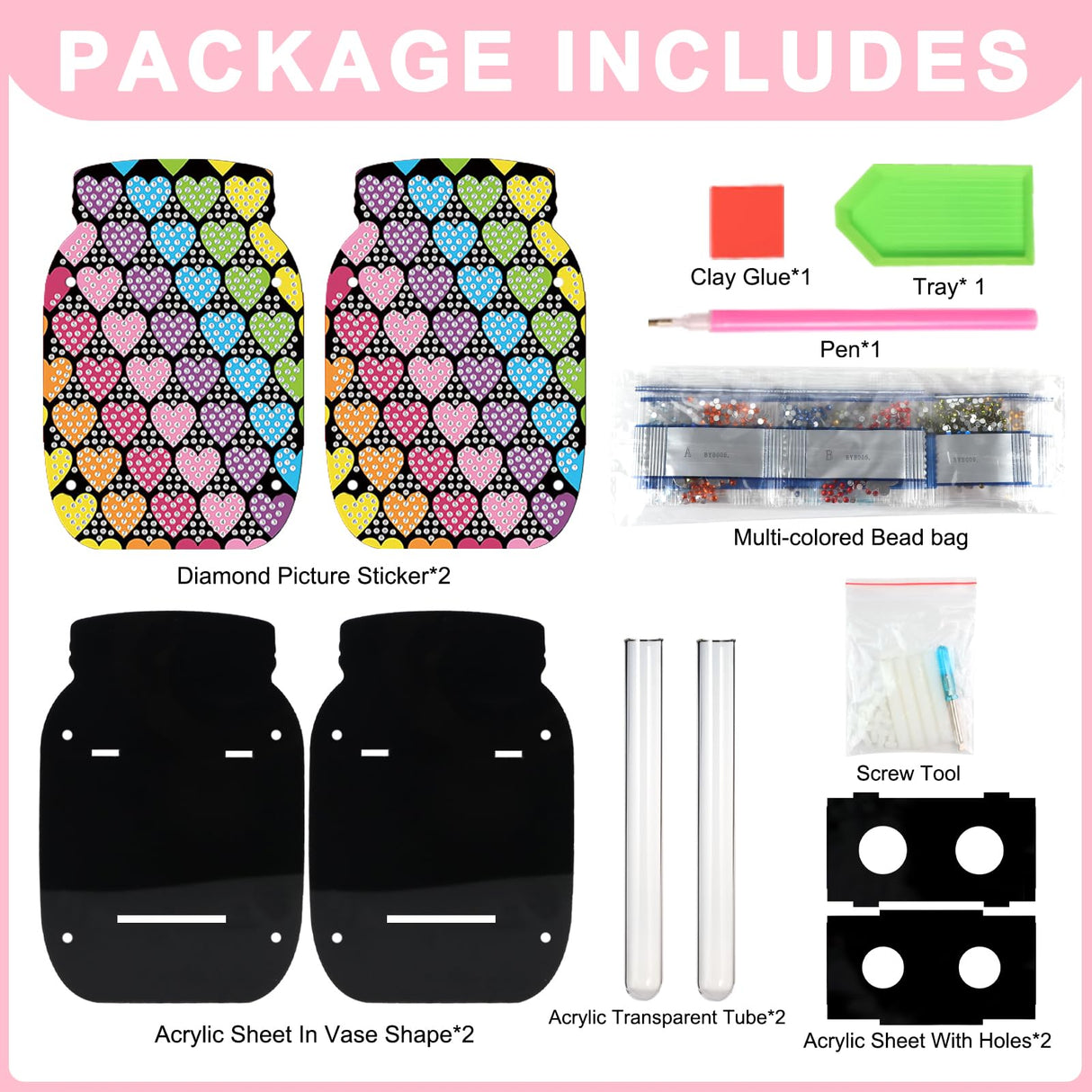 Tontut Diamond Painting vase Love DIY Flash Diamond Three-Dimensional Decorative vase Handmade Creative Crafts Suitable for Living Room Desktop Ornaments Home Decoration Creative Gifts Tontut