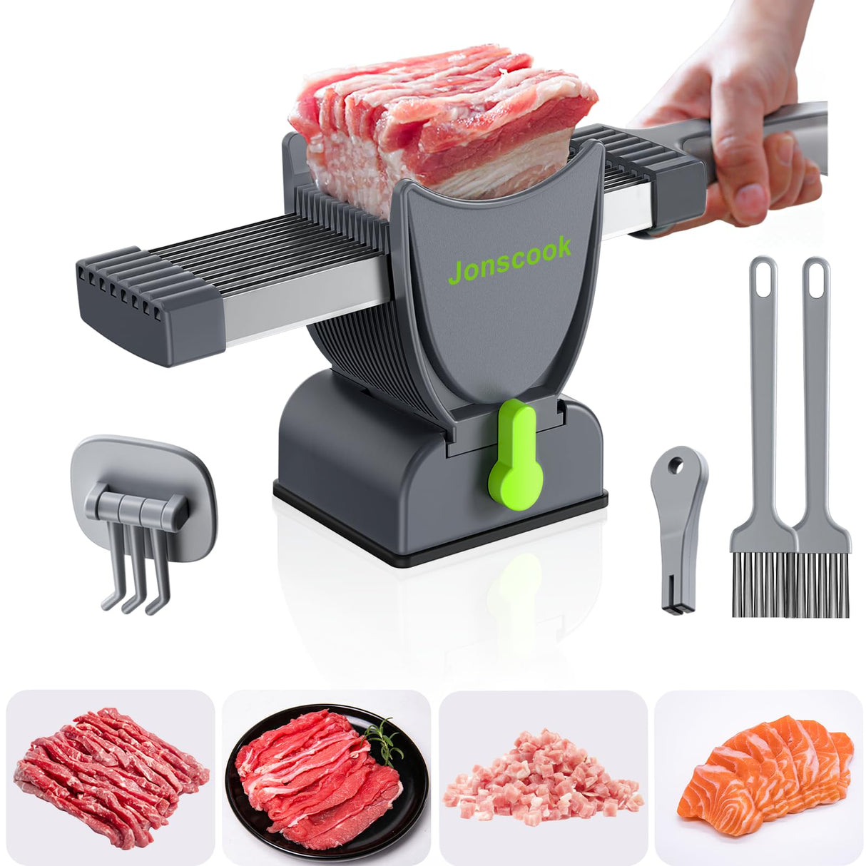 Jonscook Fresh Meat Slicer, Manual Fresh Meat Cutter Food Slicer, Fresh Meat Slicing Shredding, Meat Cleavers -Gray Jonscook