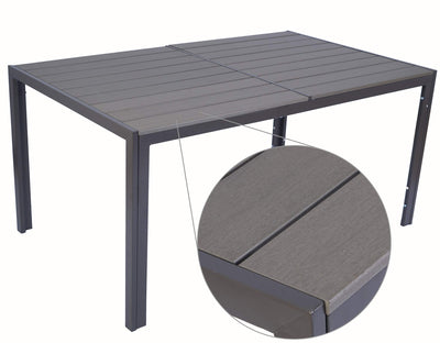 Kozyard Coolmen Outdoor Patio Indoor Dining Table Rectangle 35.6'x58.9' and Wood Like Laminate Table Top for 6 Person Porch Deck Garden(Brown)