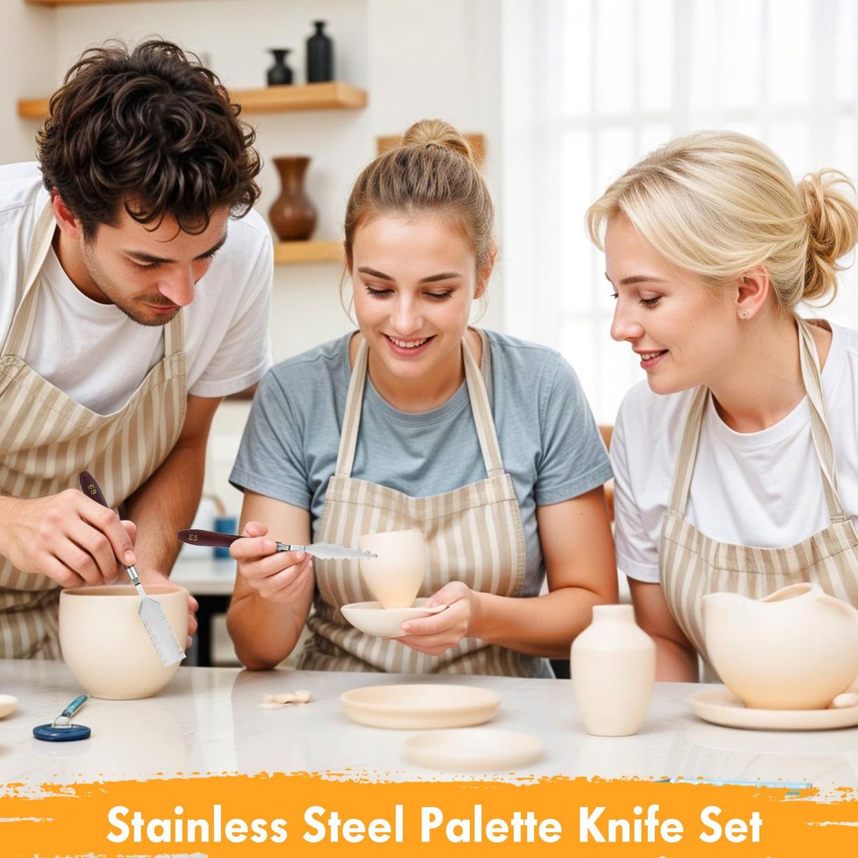 MBAIYO 27 Pcs Palette Knife Set, Stainless Steel Painting Knife Set Wood Handle Palette Knives Paint Spatula Pallet Knives for Acrylic Paint Tools for Canvas Oil Painting Mixing and Texturing MBAIYO