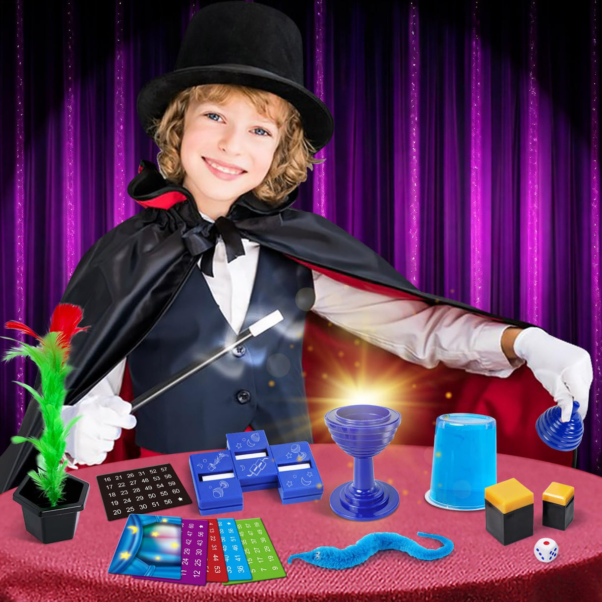 PATIFEED Magic Kit, 50+ Magic Tricks for Kids with Instructions for Each Trick to Perform, Magic Set for Girls Boys Beginners PATIFEED