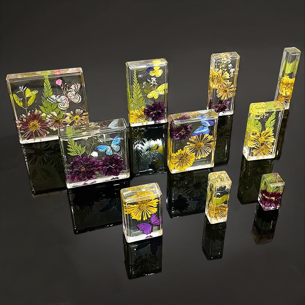 RESINWORLD Upgraded 10 Sizes Epoxy Resin Molds Silicone Kit, Square Rectangle Silicone Molds for Resin, Soap, Candles, Specimen, Dried Flower ResinWorld