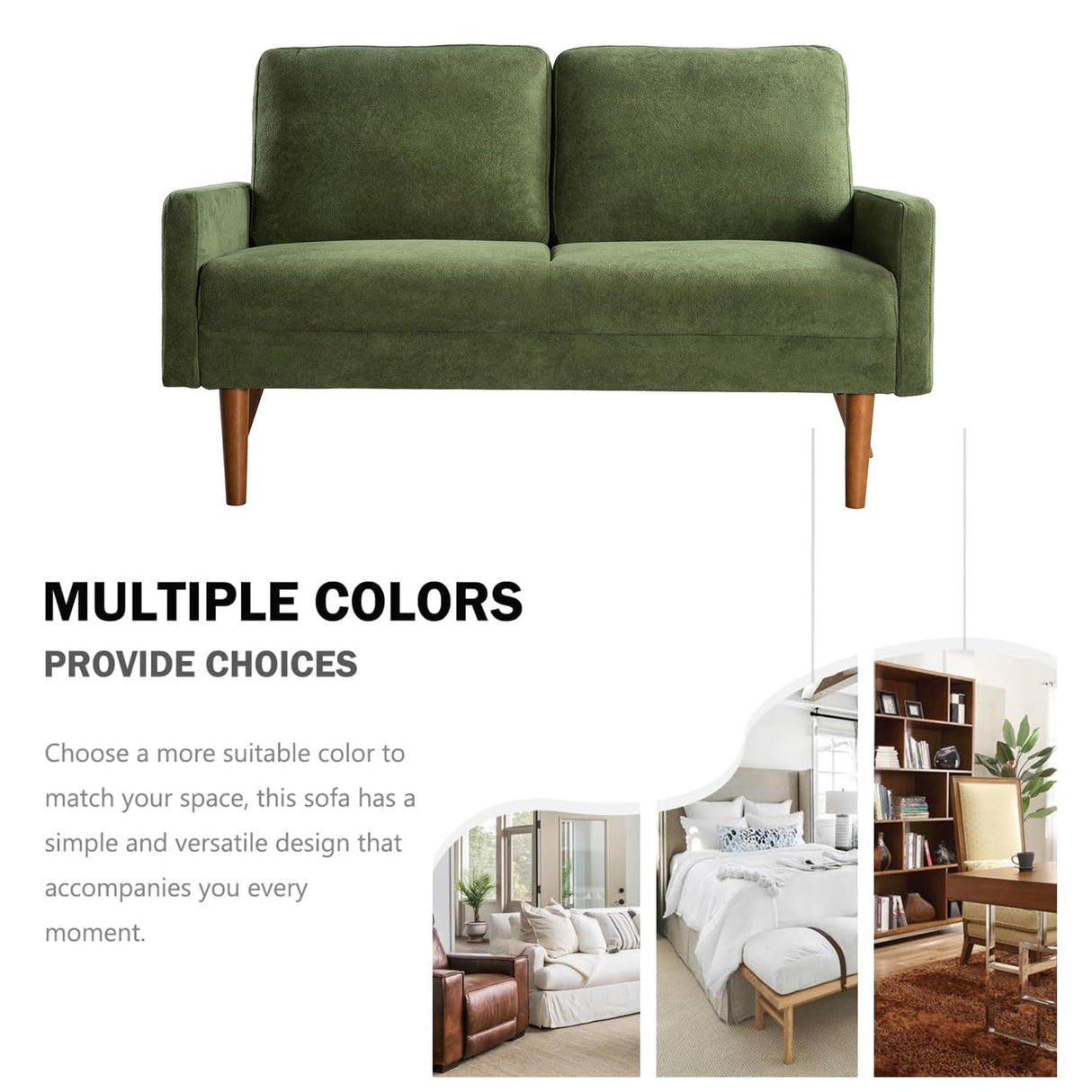 Majnesvon 56" Velvet Love seat Sofa,Modern Style Futon Couches for Living Room,Small Loveseat for Small Spaces,2 Seater Couch with Upholstered Seat,Chic Living Room Furniture Seating for Home (Green) Majnesvon