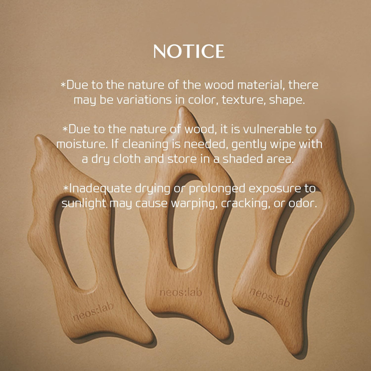 neos:lab Body Sculptor - Beech Wood Massage Tool, Portable & Lightweight Scraping Massage Tools, Wood Gua Sha, Relieve Tensed Muscle, Lymphatic Massage to Help Face & Body Circulation neos:lab