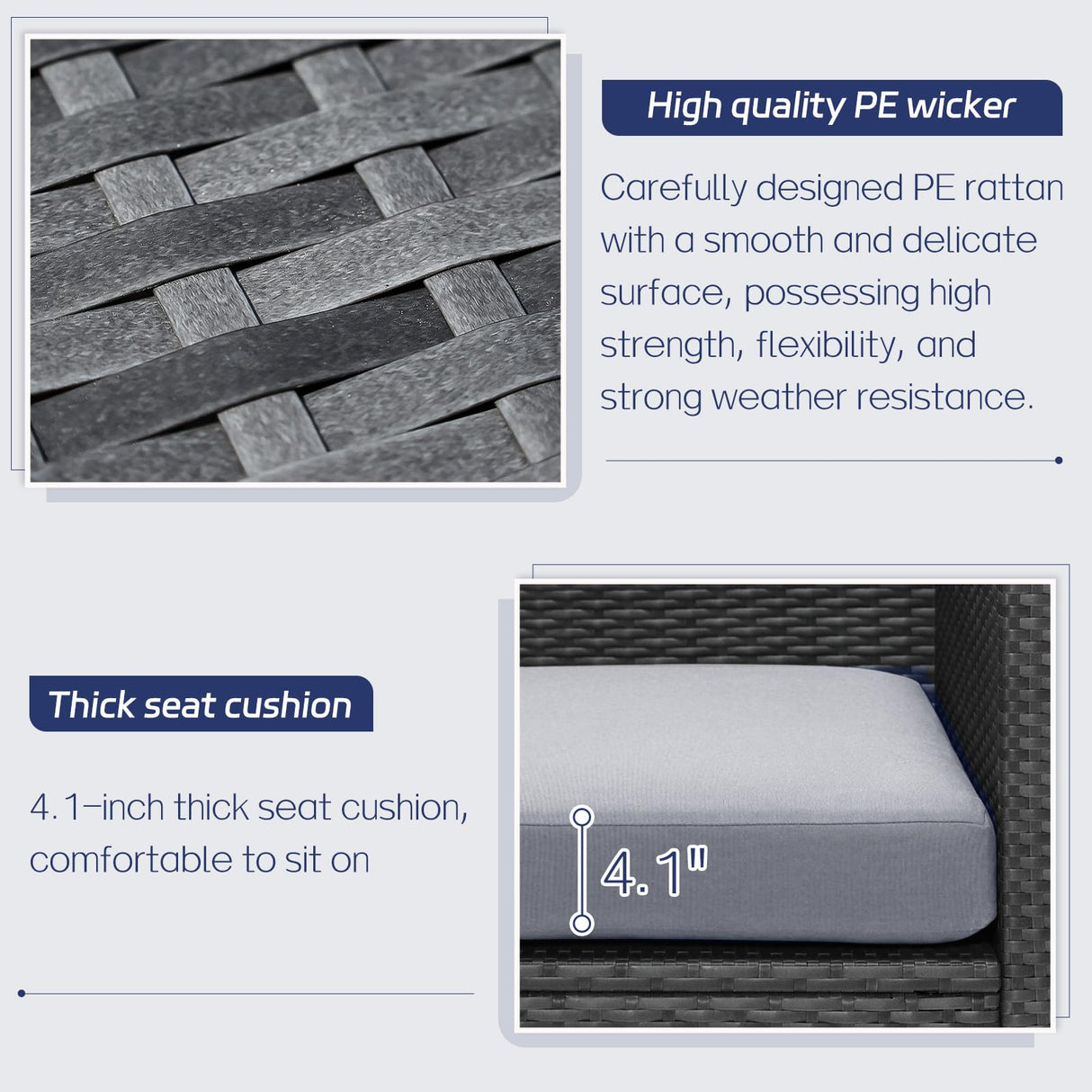 BULEXYARD 11 Piece Large High Back Outdoor Patio Furniture Sets with Firepit and Loungers, Cozy Extra Deep Wide Seating Sectional Conversation Couch Backyard Sitting Sets, Grey Wicker & Gray Cushion BULEXYARD