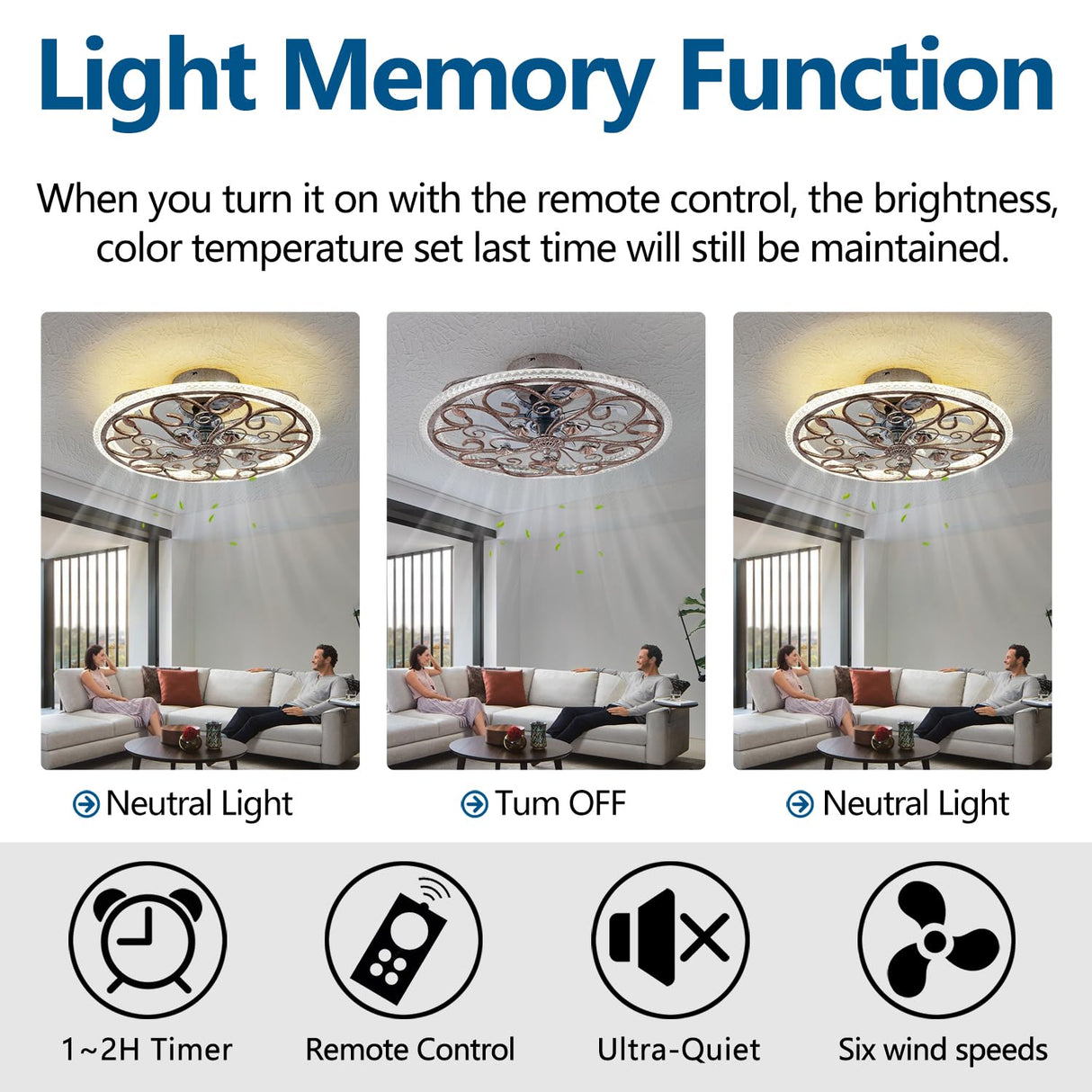 HuixuTe Rustic Caged Ceiling Fan with Lights Remote Control, Retro Industrial Ceiling Fan with Light for Kitchen Bedroom Living Room HuixuTe