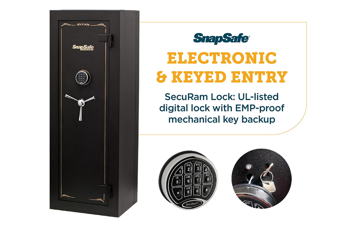 SnapSafe Titan Modular Gun Safe, 75010 - Easy to Assemble Heavy Duty Safe with Digital Keyless Entry & Fire Protection - Ideal Firearm Safe, Closet Vault, Home Safe for Valuables & Store Up to 12 Guns SnapSafe
