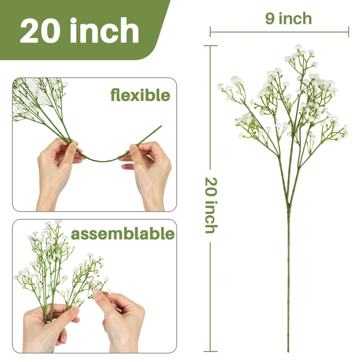 MAQIAHN 6 Baby Breath Artificial Flowers - Babies Breath Flowers Artificial Bulk Faux Flowers Bouquet White Flores Greenery Real Touch Fake Flowers Arrangements Wedding Centerpieces Tables Decorations MAQIHAN