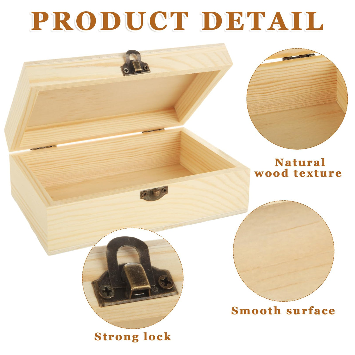 MUXHEL 12 Pcs Unfinished Wooden Boxes - 6" 4" 2" Wood Craft Boxes with Hinged Lid, Bulk Rectangle Wooden Storage Boxes for DIY, Painting, Storage (with 10 Brushes) MUXHEL