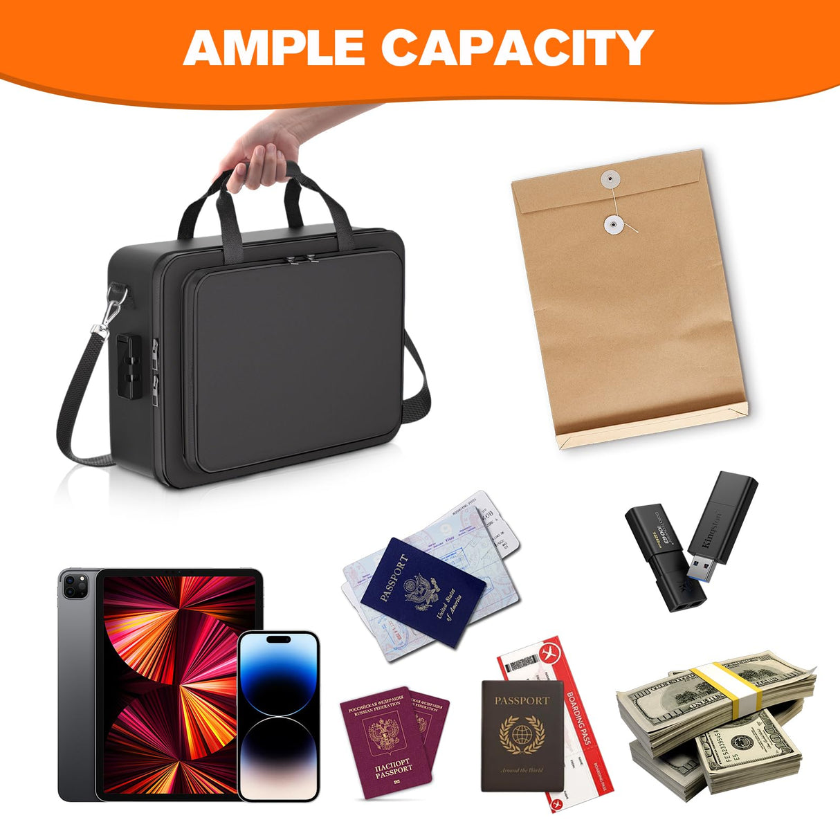 fannos 5200°F Fireproof Document Box, Important Document Organizer, Document Safe Box Fireproof Waterproof, 2025 Latest Model fannos